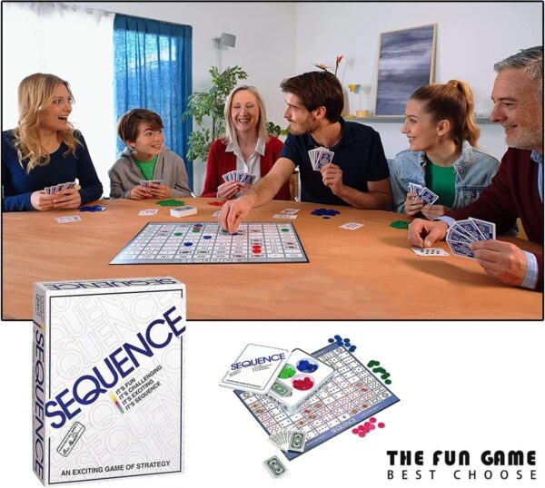 Sequence Board Game | Make 5 In A Series Card Game | Board Game For All Ages, Multicolor - Image 3