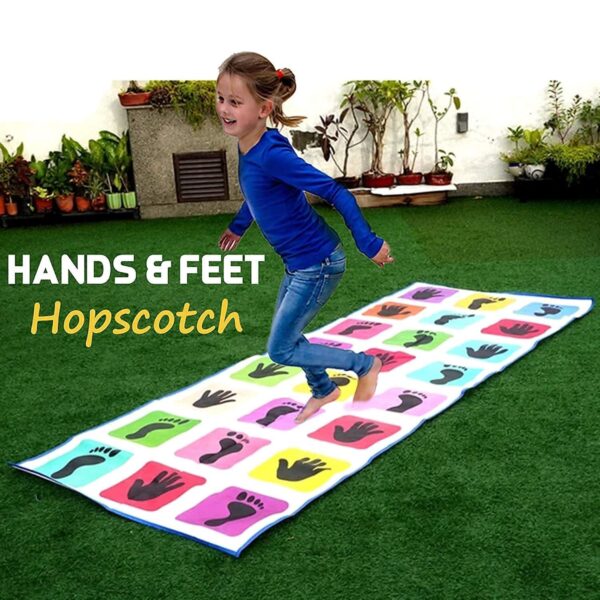 Jumbo Play Floor Games (2.5 feet x 8 feet- PVC Flex Material) Game for Kids n Adults Family Game, Kith-Kith, Stapu, Langdi, Chalk Game (Hands and feet hopscotch Jumbo Play mat) Pack of 1 - Image 4