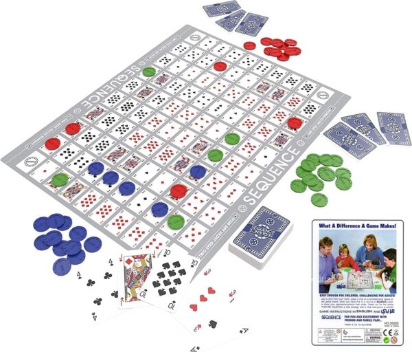 Sequence Board Game | Make 5 In A Series Card Game | Board Game For All Ages, Multicolor - Image 2