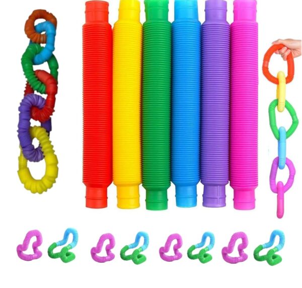 Small Kids Slug Fidget Toys, Baby Toys, Sensory Toys for Kids, Clicky Sound Making Toy, Flexible Stretchable Joints Toy for Anxiety, Autism (POP Tube - 6) - Image 2
