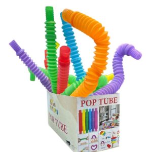 Small Kids Slug Fidget Toys, Baby Toys, Sensory Toys for Kids, Clicky Sound Making Toy, Flexible Stretchable Joints Toy for Anxiety, Autism (POP Tube - 6)
