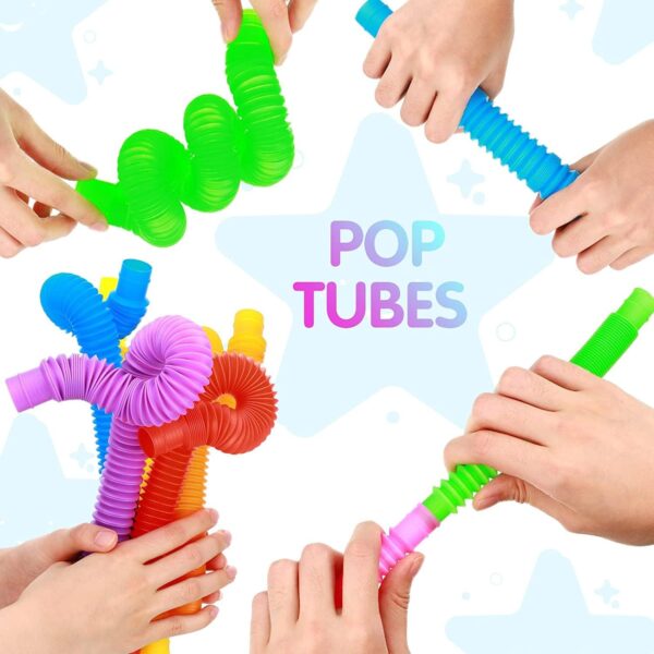 Pop Tubes Fidget Toy, Sensory Tubes, Poppin Pipes for Kids, Stress Relief Stretch Bend Build and Connect Toy, Fidget Toys for Sensory Learning, Colorful Pop Tubes (18) - Image 8