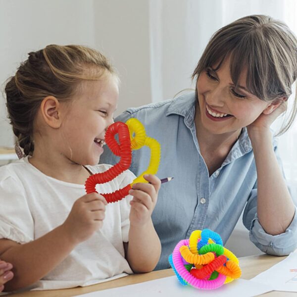 Pop Tubes Fidget Toy, Sensory Tubes, Poppin Pipes for Kids, Stress Relief Stretch Bend Build and Connect Toy, Fidget Toys for Sensory Learning, Colorful Pop Tubes (18) - Image 5