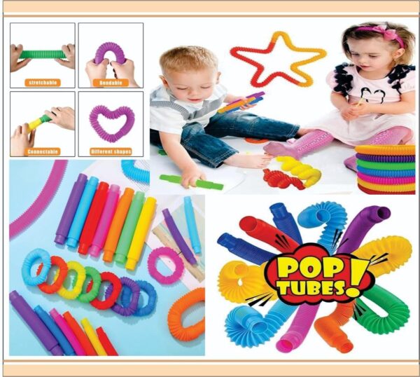 Small Kids Slug Fidget Toys, Baby Toys, Sensory Toys for Kids, Clicky Sound Making Toy, Flexible Stretchable Joints Toy for Anxiety, Autism (POP Tube - 6) - Image 5