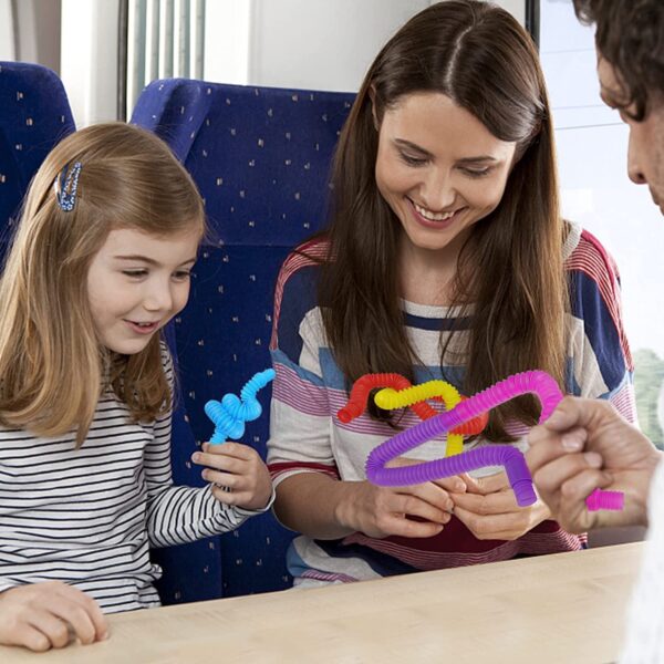 Pop Tubes Fidget Toy, Sensory Tubes, Poppin Pipes for Kids, Stress Relief Stretch Bend Build and Connect Toy, Fidget Toys for Sensory Learning, Colorful Pop Tubes (18) - Image 9