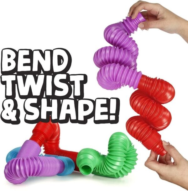 Pop Tubes Fidget Toy, Sensory Tubes, Poppin Pipes for Kids, Stress Relief Stretch Bend Build and Connect Toy, Fidget Toys for Sensory Learning, Colorful Pop Tubes (Pack of 1 Pop Tube) - Image 2