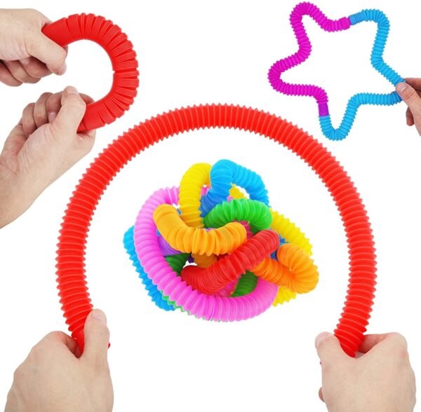 Pop Out Tubes Sensory Strechable Tubes Pop It Toys for 4+ Years Old Girls & Boys (Pack of 10) - Image 3