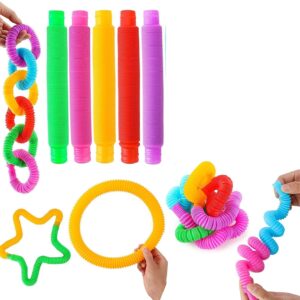 Pop Out Tubes Sensory Strechable Tubes Pop It Toys for 4+ Years Old Girls & Boys (Pack of 10)