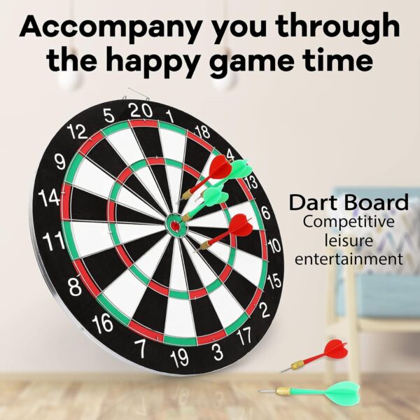 Dart Board Set, Double-Sided 15 Inch Dartboard Game with 6 Steel-Plastic Darts, Man Cave Stuff for Adults, Bars, Arcades, Billiard Rooms, Family Leisure Sport - Image 4