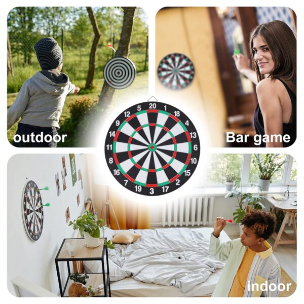 Dart Board Set, Double-Sided 15 Inch Dartboard Game with 6 Steel-Plastic Darts, Man Cave Stuff for Adults, Bars, Arcades, Billiard Rooms, Family Leisure Sport - Image 3