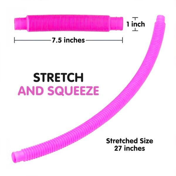 Pull & Pop Tubes Toy for Kids Imaginative Play & Stimulating Creative Colorful Pipes Learning Toddler Sensory Toys Play Connect, Stretch, Twist & Pop Tube (Small Pop Tube - 6 Pcs) - Image 2