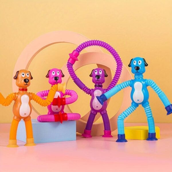 Kid 3 Pcs Telescopic Suction Cup Giraffe Toy Shape Changing Pop Fidget Tubes Sensory Fidget Toy for Girls Boys, Multicolor - Image 2