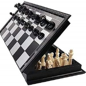 Magnetic Educational Chess Board Set with Folding Chess Board Travel Toys for Kids and Adults (10 Inch) (Black Color) (Black)