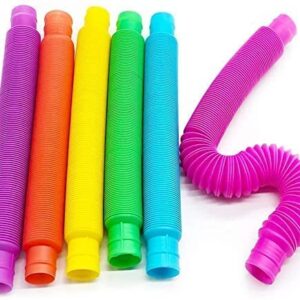 Pack of 6 Pcs Pop Tubes Sensory Toys Music Pipe Stress Occupational Therapy Fidget Toys Stretchy Bendable Pipe Toy Fidget Pop Toy Tube Sensory Toys for Kids Mini Pipe Tubes [ Multi Color ]