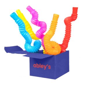 Pop Tubes Sensory Toys, Multi-Colour Crinkly Tubes, STEM Learning and Motor Skills Development | 5 Pcs Set | Small (14 cm)