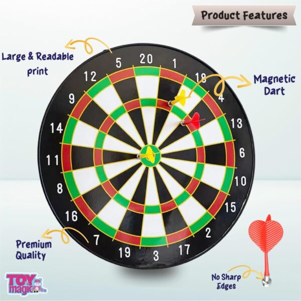 Magnetic 34cm Dart Board Game|Magnetic Dart Board with 6 Darts|Indoor Outdoor Games for Family & Friends|Safe Dart Game Set for All Ages Old Kids and Adults|Best Gift,Multicolor - Image 5