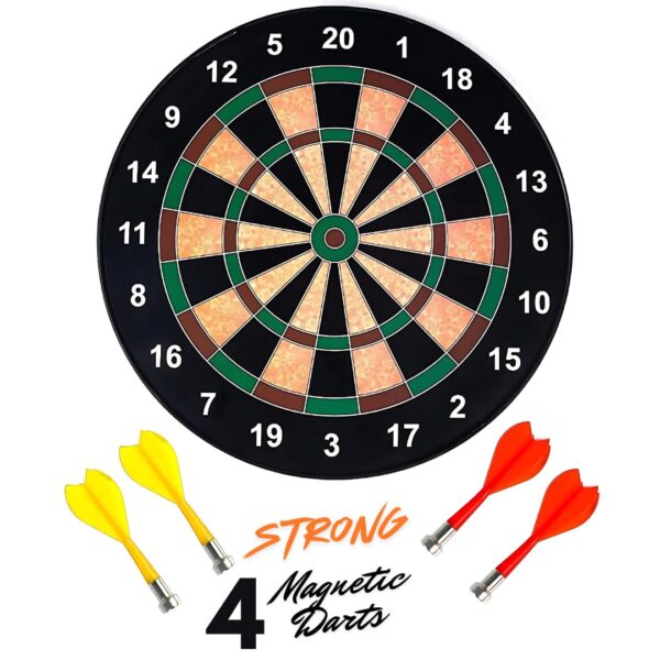 Premium Magnetic Dart Board with 4 Darts - Fun Indoor and Outdoor Dart Game Set Toys for All Ages Kids, Boys and Girls - 15 Inch - Image 4