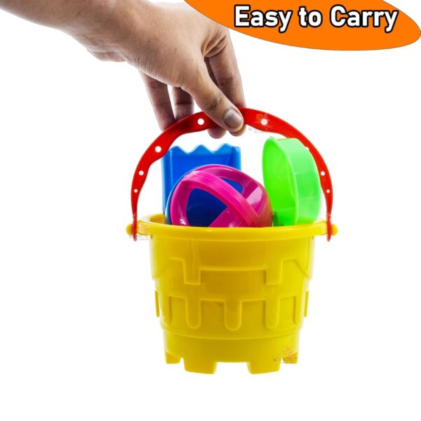 Sand Game Castle Building Plastic Beach Toy Set for Kids Summer Fun Creative Activity Playset & Gardening Tool with Fishes, Elephant & Bucket (Pack of 10, Multicolor) - Image 2