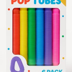 Pop Tubes for Kids Glowing Colorful Flexible Poppin Pipes Sensory Tubes Stretch Twist Bend Build Connect Stress Relief Toy for Adults – Pack of 6
