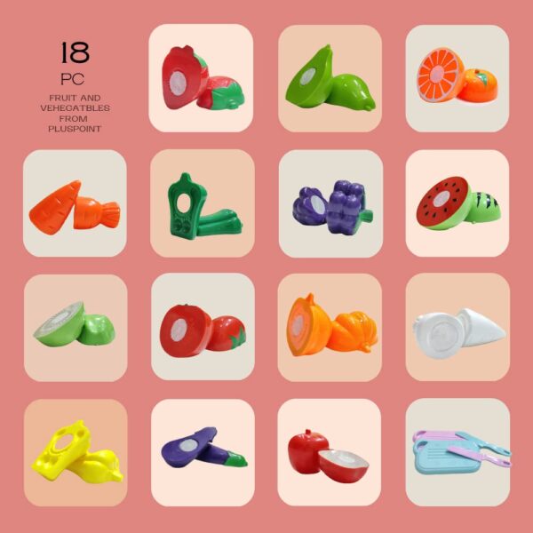 Food Cutting Toys 18 PCS with Storage Bag Play Food Kitchen Toy Cutting Fruits Vegetables Pretend Food Playset Early Development Learning Toy Gifts for Toddlers Kids Boys Girls - Image 4