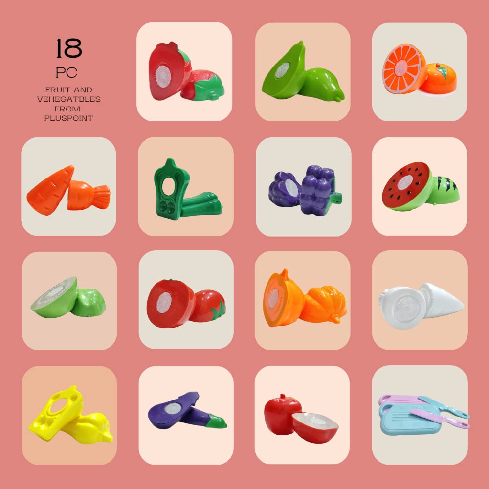Food Cutting Toys 18 PCS with Storage Bag Play Food Kitchen Toy Cutting Fruits Vegetables Pretend Food Playset Early Development Learning Toy Gifts for Toddlers Kids Boys Girls - Image 4