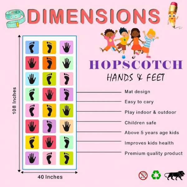 Giant Hopscotch Mat (40x108) - Jumbo Kids Play Mat for Indoor/Outdoor, 6 Games: Kith-Kith, Stapu, Langdi + More! Non-Slip, Foldable - Ages 3+ - Image 7