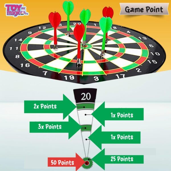 Magnetic 34cm Dart Board Game|Magnetic Dart Board with 6 Darts|Indoor Outdoor Games for Family & Friends|Safe Dart Game Set for All Ages Old Kids and Adults|Best Gift,Multicolor - Image 3