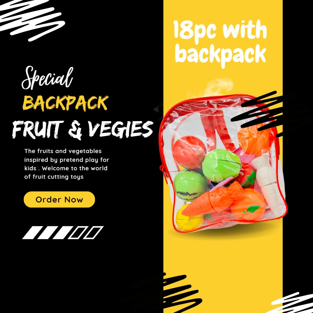 Food Cutting Toys 18 PCS with Storage Bag Play Food Kitchen Toy Cutting Fruits Vegetables Pretend Food Playset Early Development Learning Toy Gifts for Toddlers Kids Boys Girls - Image 6