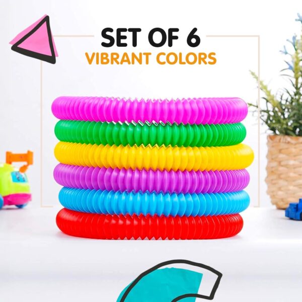 Pull & Pop Tubes Toy for Kids Imaginative Play & Stimulating Creative Colorful Pipes Learning Toddler Sensory Toys Play Connect, Stretch, Twist & Pop Tube (Small Pop Tube - 6 Pcs) - Image 4