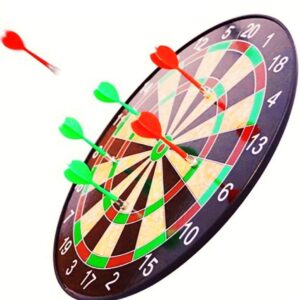 Indoor and Outdoor Magnetic Score Dart Board Kit with 6 Soft Darts Free -15 inch (Multi Color)