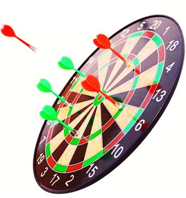 Indoor and Outdoor Magnetic Score Dart Board Kit with 6 Soft Darts Free -15 inch (Multi Color)