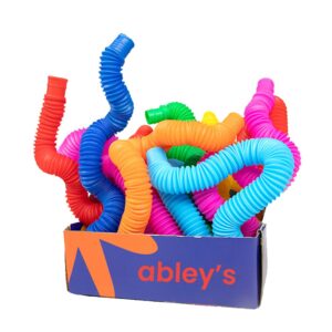 Pop Tubes Sensory Toys, Multi-Colour Crinkly Tubes, STEM Learning and Motor Skills Development | 12 Pcs Set | Large (19 cm)