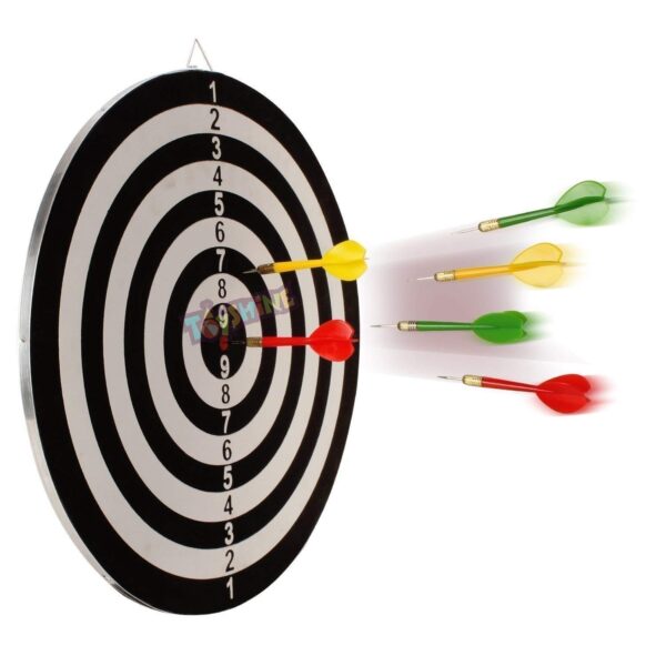 Wooden Double Sided 12 inch Dart Board Family Game Set with 4 Steel Tip Needle for Kids and Adults (SSTP) - B - Image 2