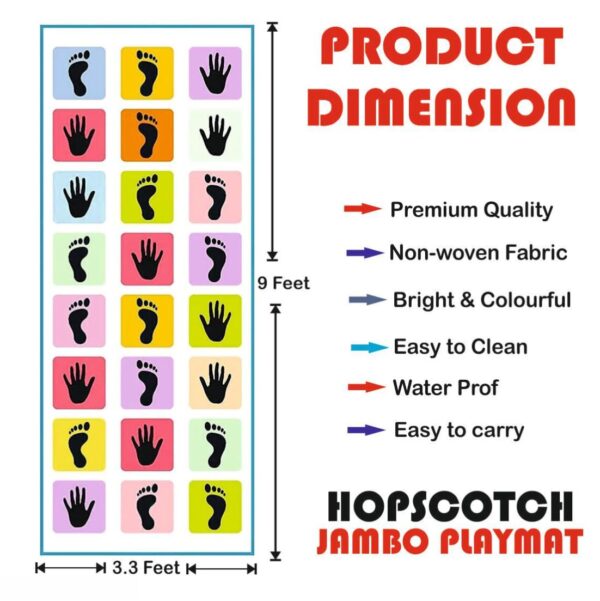 Hopscotch Game | Jumbo Kids Play Mat (40" x 108") | Hand and feet Stapu | Unique Balancing Game | Non-Woven Fabric 125gsm - Image 2