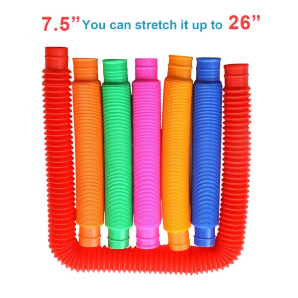 Pop Tubes Sensory Toys, Multi-Colour Crinkly Tubes, STEM Learning and Motor Skills Development | 12 Pcs Set | Large (19 cm) - Image 3