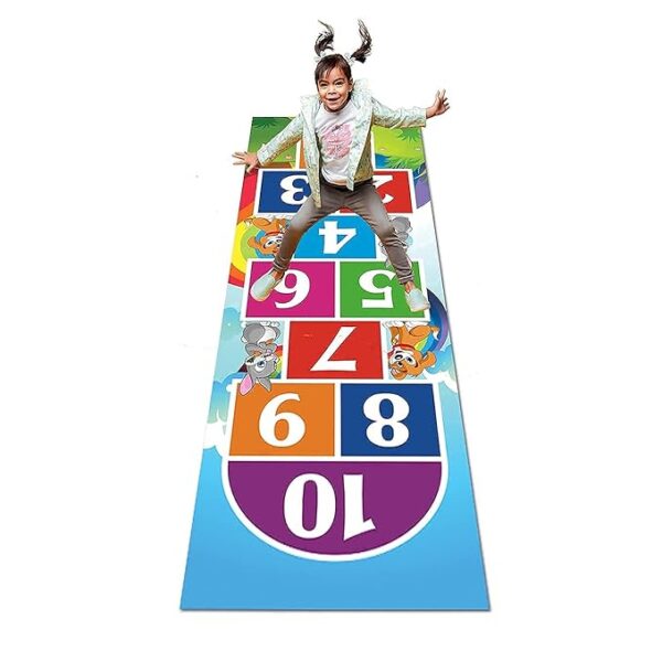 Jumbo Play Floor Games (3.5 feet x 8 feet- PVC Flex Material) Game for Kids n Adults Family Game, Kith-Kith, Stapu, Langdi, Chalk Game (Numerical hopscotch jumbo play mat) - Image 2