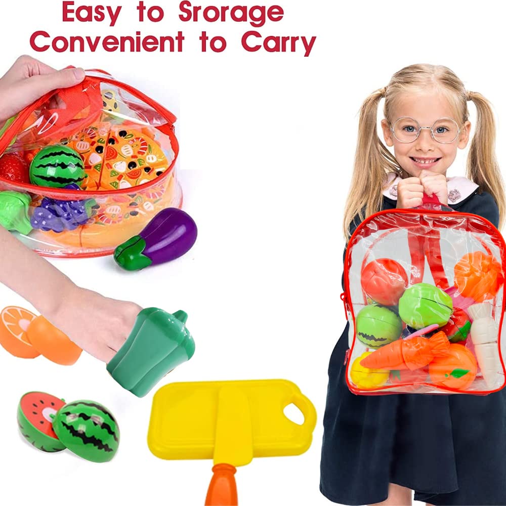 Food Cutting Toys 18 PCS with Storage Bag Play Food Kitchen Toy Cutting Fruits Vegetables Pretend Food Playset Early Development Learning Toy Gifts for Toddlers Kids Boys Girls - Image 5