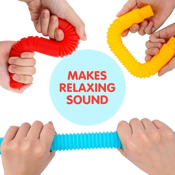 Pull & Pop Tubes Toy for Kids Imaginative Play & Stimulating Creative Colorful Pipes Learning Toddler Sensory Toys Play Connect, Stretch, Twist & Pop Tube (Small Pop Tube - 6 Pcs) - Image 3