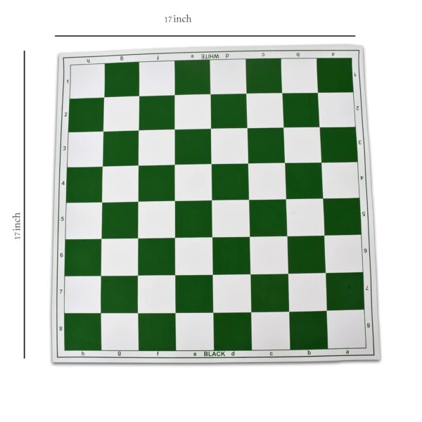 17'' Inches Tournament Vinyl Foldable Chess Set (Fide Standards) With 2 Extra Queens + Carry Pouch - For Professional Chess Players (Green), Little Kid - Image 4
