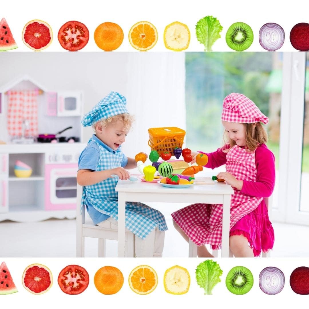 Fruit Cut Toy with Storage Basket Realistic Sliceable Cutting Fruits and Vegetable Pretend play Kitchen toys For kids 6 Fruits/ 6 vegetables/ 1 Board/ 1 Knife /1 Basket (Pack of 15pc Basket) - Image 4