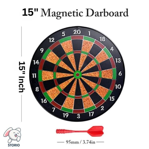 Premium Magnetic Dart Board with 4 Darts - Fun Indoor and Outdoor Dart Game Set Toys for All Ages Kids, Boys and Girls - 15 Inch - Image 6