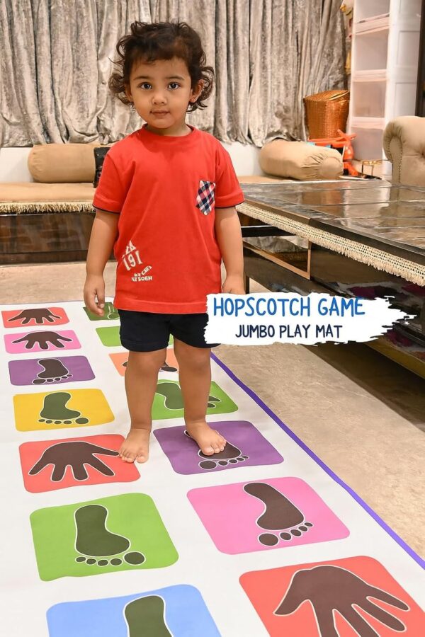 Giant Hopscotch Mat (40x108) - Jumbo Kids Play Mat for Indoor/Outdoor, 6 Games: Kith-Kith, Stapu, Langdi + More! Non-Slip, Foldable - Ages 3+ - Image 6