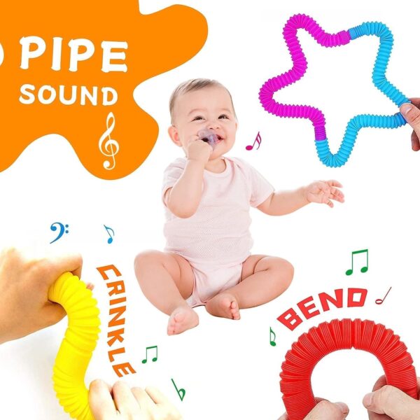 Simple Fidget Popper Toy, Pop Pipe Sensory Toys, 8Pcs Colorful Sensory Fidget Toy , Expandable Tube Gifts For Girls Boys Kids (8 Pop Tube Toy), Multicolor - Image 7