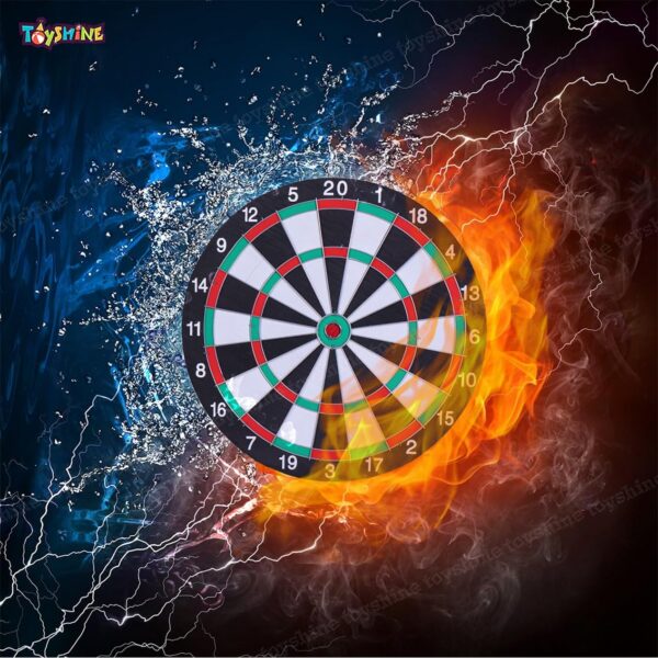 Wooden Double Sided 12 inch Dart Board Family Game Set with 4 Steel Tip Needle for Kids and Adults (SSTP) - B - Image 4
