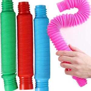 Pop Pack of Tube Sensory Fidget Toy, Multi-Color Stretchable Pipes Pre-Kindergarten Finger Toys Stress Reducer Anxiety Relief (Pack of 6)