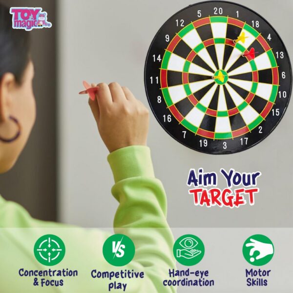 Magnetic 34cm Dart Board Game|Magnetic Dart Board with 6 Darts|Indoor Outdoor Games for Family & Friends|Safe Dart Game Set for All Ages Old Kids and Adults|Best Gift,Multicolor - Image 4