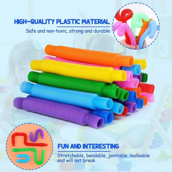 Simple Fidget Popper Toy, Pop Pipe Sensory Toys, 8Pcs Colorful Sensory Fidget Toy , Expandable Tube Gifts For Girls Boys Kids (8 Pop Tube Toy), Multicolor - Image 2