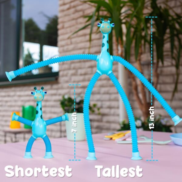 Kid 3 Pcs Telescopic Suction Cup Giraffe Toy Shape Changing Pop Fidget Tubes Sensory Fidget Toy for Girls Boys, Multicolor - Image 5