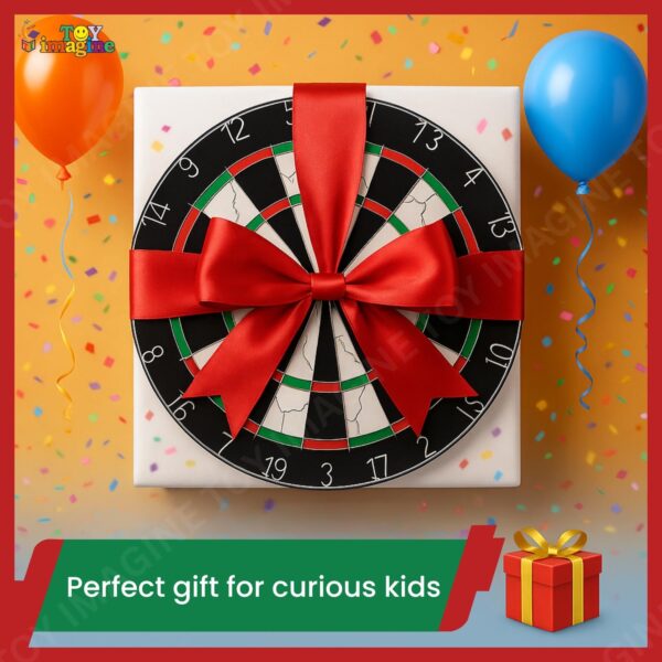 18-Inch Double-Faced Bristle Dartboard with 6 Darts – Thick Tournament Dart Board for Adults & Kids – Indoor Outdoor Target Game for Family, Party, Office (Multicolor, Black, Wood Finish) - Image 6