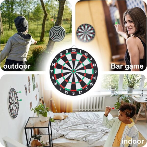 15-Inch Dart Board and Darts Set | Double-Sided Classic & Target Game Board with 6 Steel Tip Darts | Indoor Family Fun for Kids and Adults | Beginner Friendly Flocked Surface - Image 8